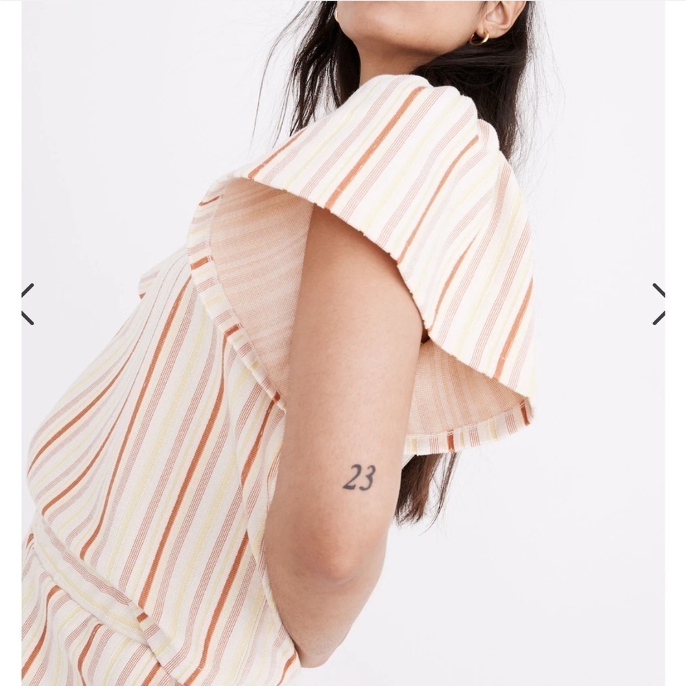 Madewell Textured Stripe Flutter Sleeve Top - image 2
